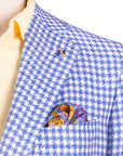 Belvest - Blue Houndstooth 100% Linen Jacket JACKETS Belvest