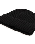 Robert Old - Fisherman Knit 8ply Cashmere Hat - Black CAPS & HATS Robert Old