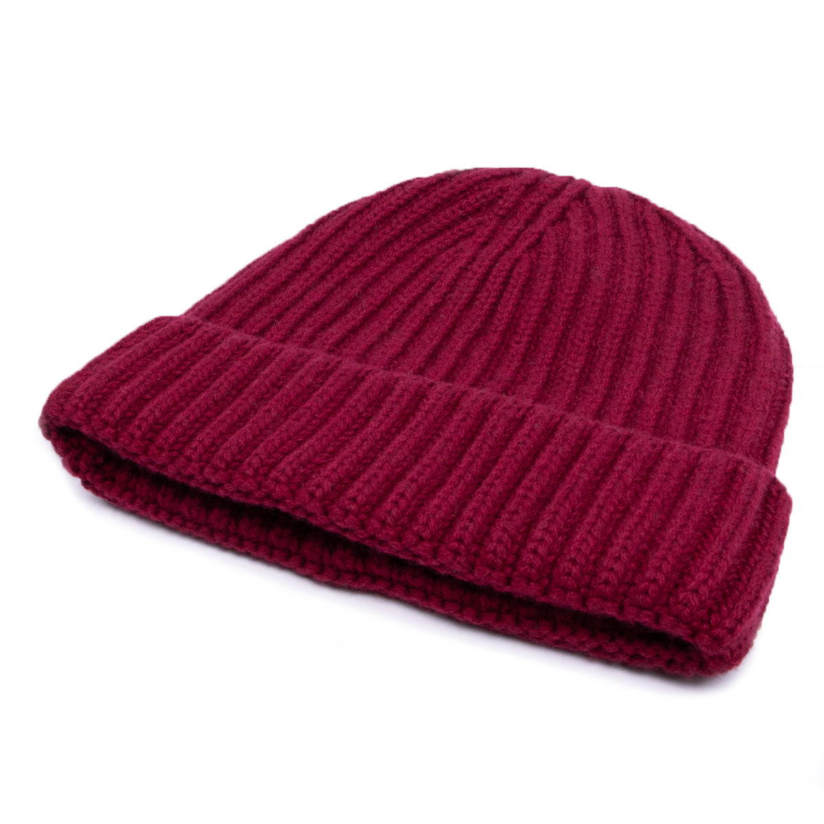 Robert Old - Fisherman Knit 8ply Cashmere Hat - Claret CAPS & HATS Robert Old