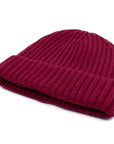 Robert Old - Fisherman Knit 8ply Cashmere Hat - Claret CAPS & HATS Robert Old