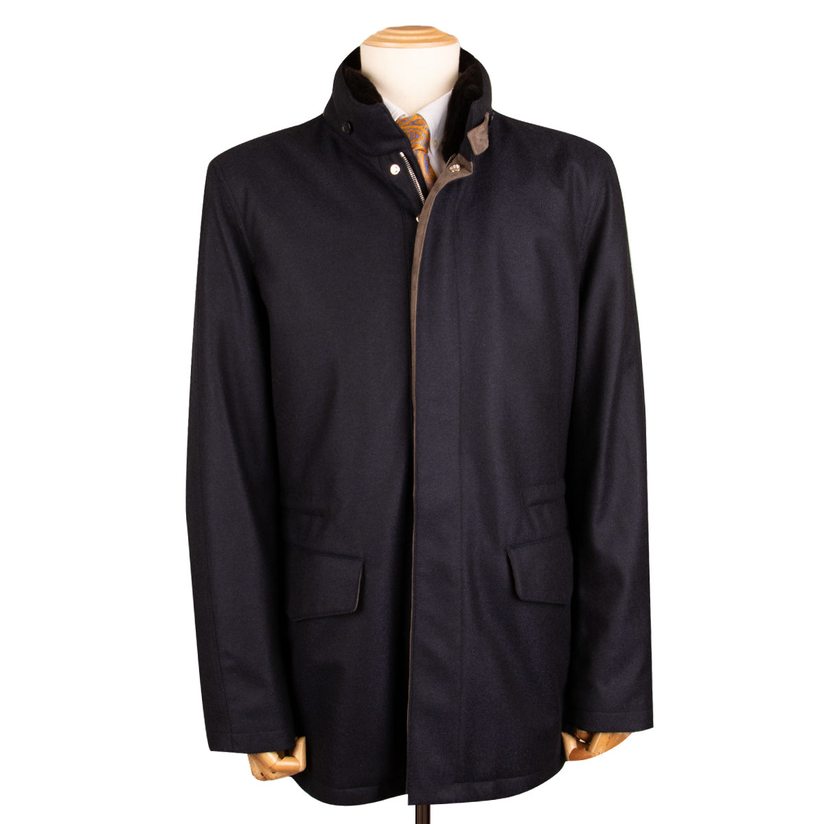 Robert Old - Navy Loro Piana Storm System Wool & Cashmere Overcoat OVERCOATS Robert Old