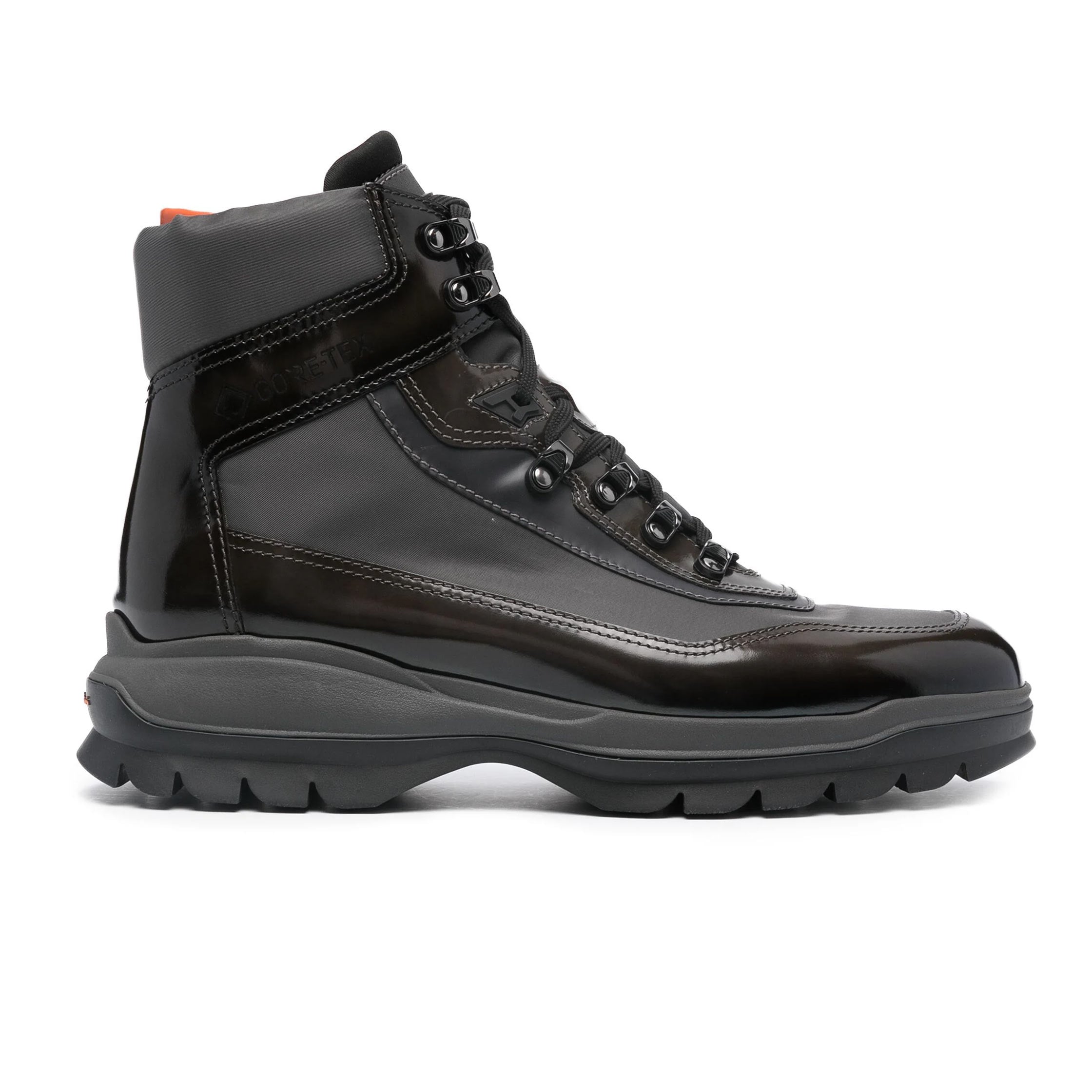 Santoni Brown Leather Grey Gore-Tex® Lace-up Hiking Boot