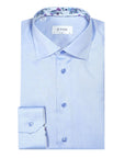 Eton - Blue Floral Trim Signature Twill Slim Fit Shirt L/S SHIRTS Eton