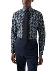 Eton - Navy Blue Floral Print Contemporary Fit Twill Shirt L/S SHIRTS Eton