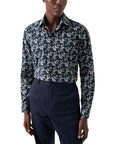 Eton - Navy Blue Floral Print Contemporary Fit Twill Shirt L/S SHIRTS Eton