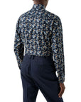 Eton - Navy Blue Floral Print Contemporary Fit Twill Shirt L/S SHIRTS Eton