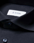 Eton - Navy Cotton Four-Way Stretch Long Sleeve Shirt L/S SHIRTS Eton