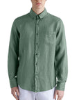 Paul & Shark - Olive Green Linen Long Sleeve Shirt L/S SHIRTS Paul & Shark