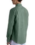 Paul & Shark - Olive Green Linen Long Sleeve Shirt L/S SHIRTS Paul & Shark