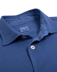 Fedeli - Mid-Blue Piqué Organic Cotton Long Sleeve Polo Shirt L/S SHIRTS FEDELI