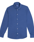 Fedeli - Mid-Blue Piqué Organic Cotton Long Sleeve Polo Shirt L/S SHIRTS FEDELI