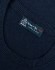 Robert Old - Navy Knitted Boucle Cotton-Blend Crew Neck T-Shirt TEE SHIRTS Robert Old