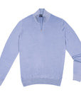 Robert Old - Light Blue 100% Virgin Wool Long Sleeve Zip Neck Knit KNITWEAR Robert Old