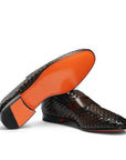 Santoni - Brown Woven Leather Loafer SHOES Santoni