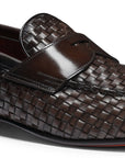 Santoni - Brown Woven Leather Loafer SHOES Santoni