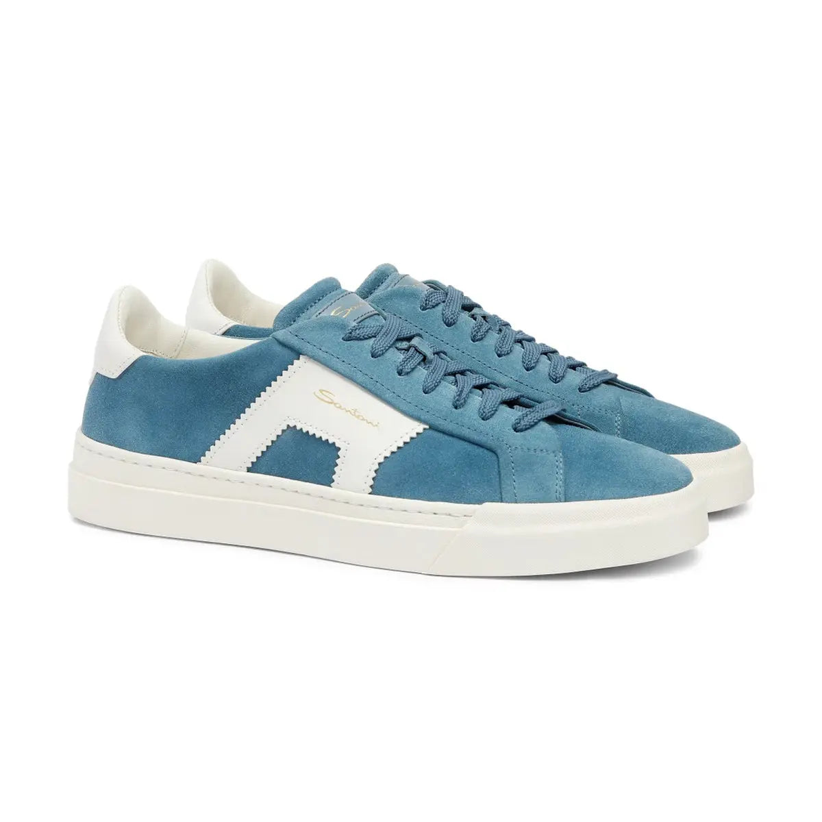 Light Blue Double Buckle Suede Sneaker- Robert Old Co