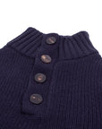Robert Old - Nero Navy Cromarty Button Neck 8 ply Cashmere Sweater CASHMERE Robert Old