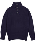 Robert Old - Nero Navy Cromarty Button Neck 8 ply Cashmere Sweater CASHMERE Robert Old