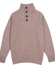 Robert Old - Dark Natural Cromarty Button Neck 8 ply Cashmere Sweater CASHMERE Robert Old