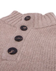 Robert Old - Dark Natural Cromarty Button Neck 8 ply Cashmere Sweater CASHMERE Robert Old