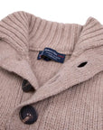 Robert Old - Dark Natural Cromarty Button Neck 8 ply Cashmere Sweater CASHMERE Robert Old