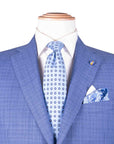Belvest - Light-Blue Check Summer Wool Suit SUITS Belvest