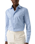 Eton - Light Blue Striped Contrast Trim Slim Fit Shirt L/S SHIRTS Eton