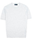 Robert Old - Light Grey Knitted Linen and Cotton Textured Crew Neck T-Shirt TEE SHIRTS Robert Old