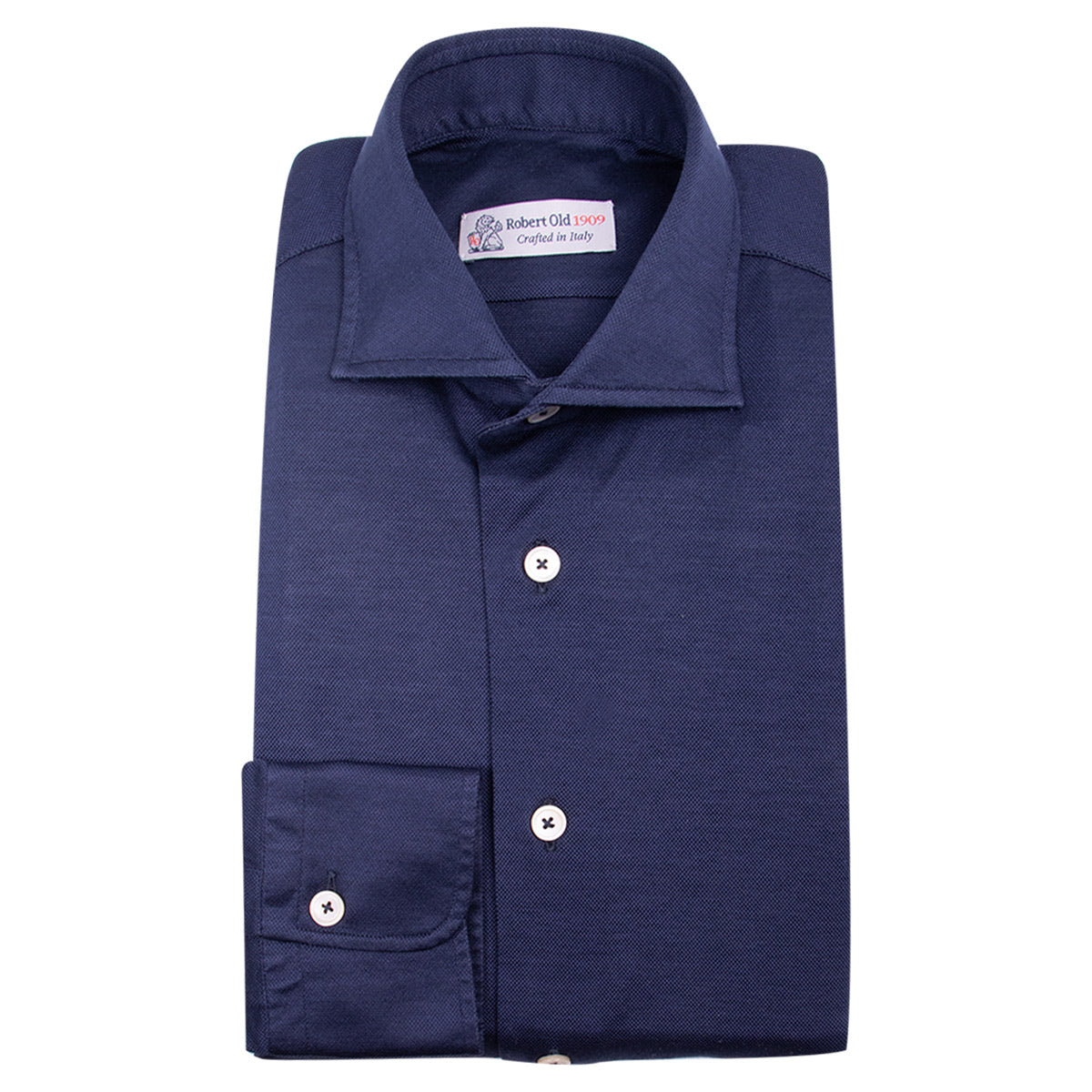 Robert Old Navy Piqu Long Sleeve Shirt - Robert Old & Co Robert Old Navy Piqu Long Sleeve Shirt - Robert Old & Co
