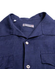 Robert Old - Navy Linen Italian Short Sleeve Shirt S/S SHIRTS Robert Old