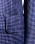 Robert Old - Navy Houndstooth Wool, Silk and Linen Jacket JACKETS Robert Old