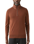 Belstaff - Deep Copper Kilmington Merino Wool Quarter Zip Sweater KNITWEAR Belstaff