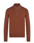 Belstaff - Deep Copper Kilmington Merino Wool Quarter Zip Sweater KNITWEAR Belstaff
