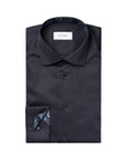 Eton - Navy Floral Trim Signature Twill Slim Fit Shirt L/S SHIRTS Eton