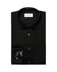 Eton - Black Floral Trim Signature Twill Slim Fit Shirt L/S SHIRTS Eton