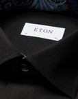 Eton - Black Floral Trim Signature Twill Slim Fit Shirt L/S SHIRTS Eton