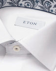 Eton - White Floral Trim Signature Twill Contemporary Fit Shirt L/S SHIRTS Eton