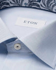 Eton - Light Blue Floral Trim Signature Twill Contemporary Fit Shirt L/S SHIRTS Eton
