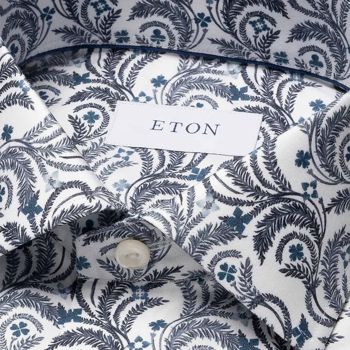 Eton - Light Blue Floral Signature Slim Fit Twill Shirt L/S SHIRTS Eton