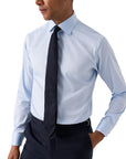 Eton - Light Blue Floral Trim Signature Twill Slim Fit Shirt L/S SHIRTS Eton