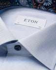 Eton - Light Blue Floral Trim Signature Twill Slim Fit Shirt L/S SHIRTS Eton