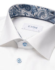 Eton - White Floral Contrast Textured Twill Contemporary Fit Shirt L/S SHIRTS Eton