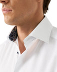 Eton - White Floral Trim Signature Twill Contemporary Fit Shirt L/S SHIRTS Eton