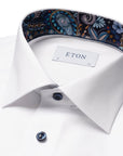 Eton - White Floral Trim Signature Twill Contemporary Fit Shirt L/S SHIRTS Eton