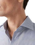 Eton - Dark Blue Striped Signature Twill Shirt Contemporary Fit Shirt L/S SHIRTS Eton