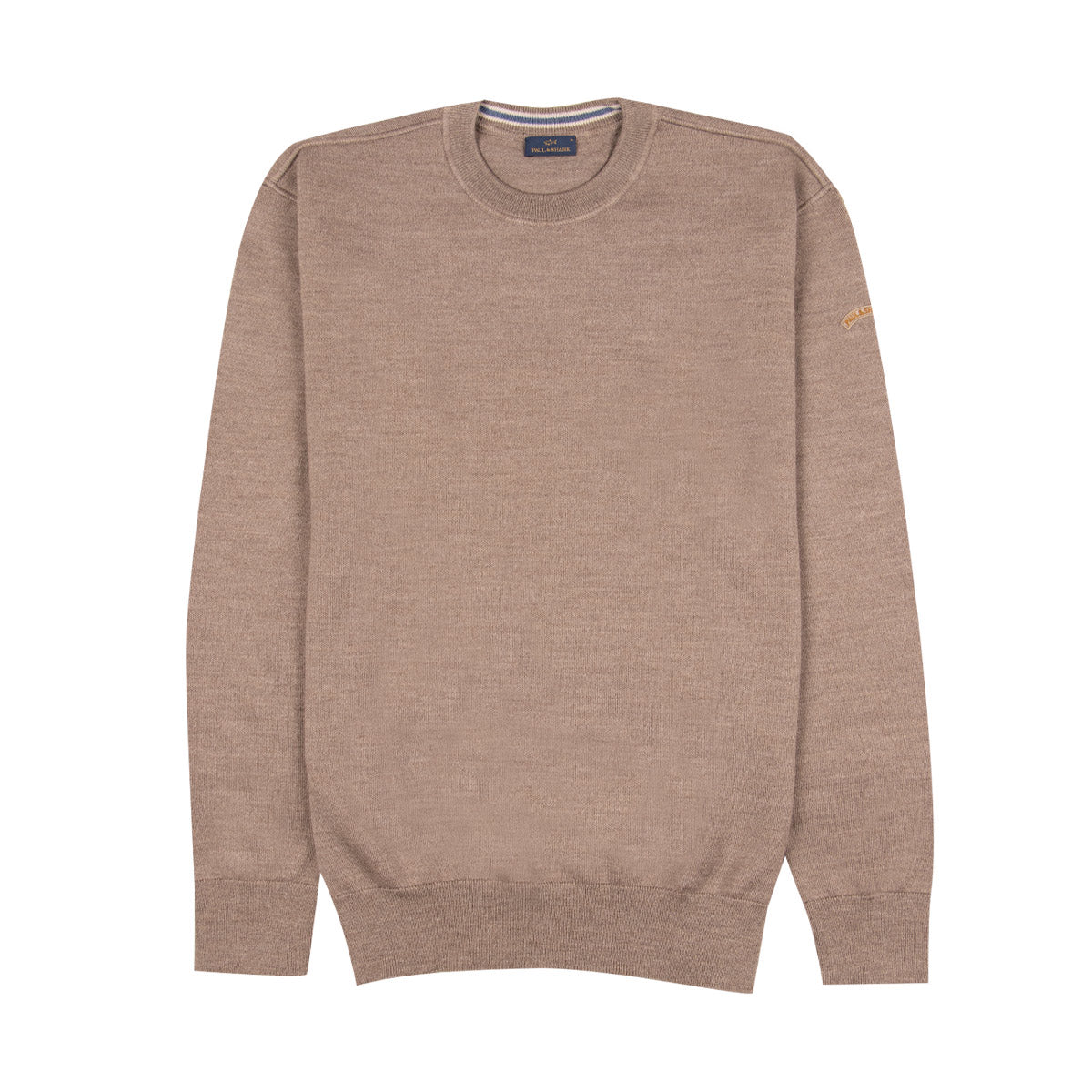 Beige Marl Crew Neck Wool Sweater Robert Old Co