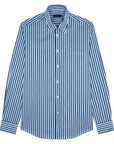 Paul & Shark - Blue & White Stripe Supima® Long Sleeve Cotton Shirt L/S SHIRTS Paul & Shark