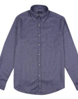 Paul & Shark - Navy Houndstooth Cotton Long Sleeve Shirt L/S SHIRTS Paul & Shark