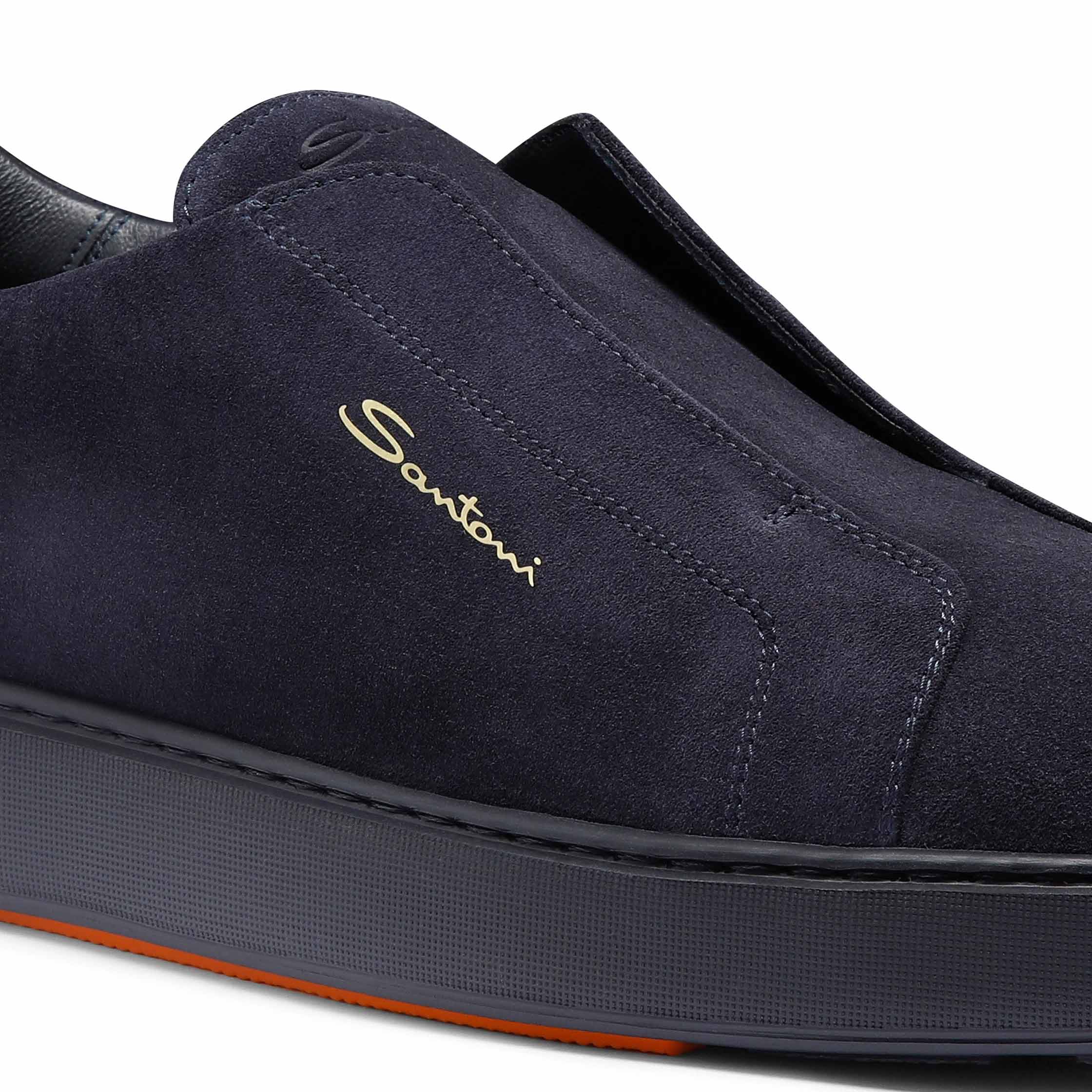 Navy Tumbled Leather Slip-on Sneaker Robert Old Co