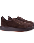 Santoni - Dark Brown Tumbled Leather Slip-on Sneaker SHOES Santoni
